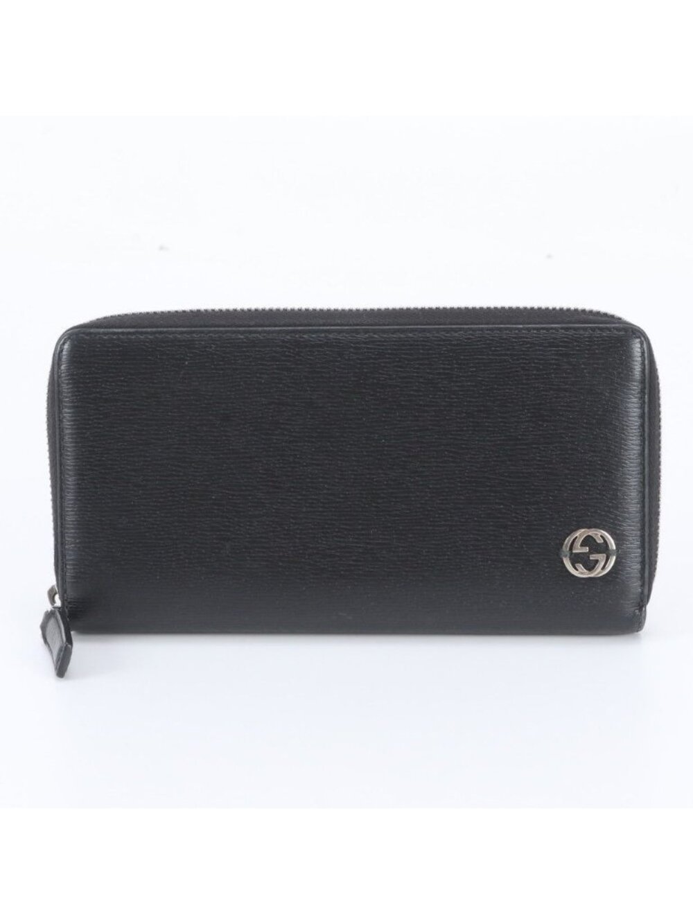 Gucci Interlocking G Leather Wallet Zip Around Black